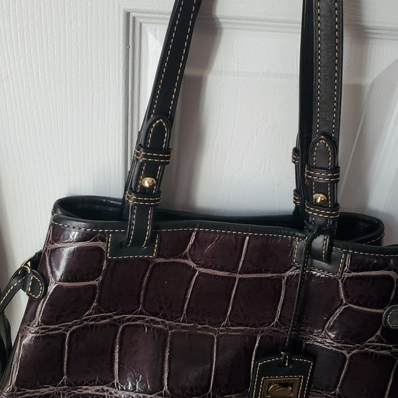 Dooney & Bourke Purple Croc-Embossed Leather Tote - Picture 2 of 5